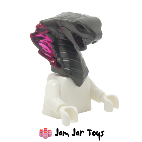 LEGO General Aspheera Snake Head; Pearl Dark Grey with Trans-Dark Pink Flames, Eyes