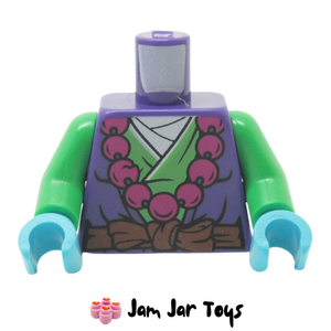 LEGO Dark Purple Torso, Green Robe, Magenta Necklace,