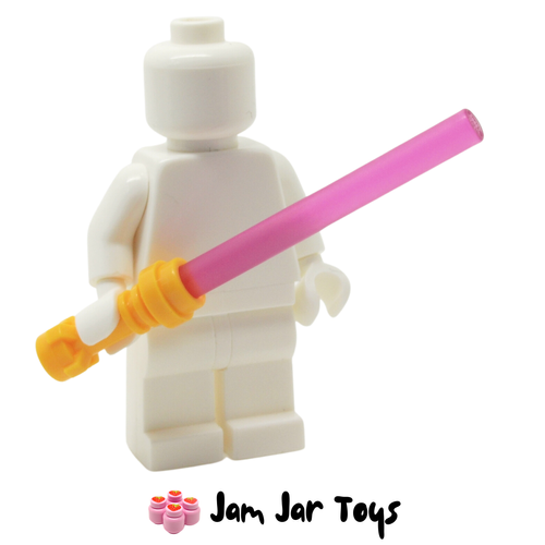 LEGO Star Wars Lightsaber With Flame Yellowish Orange Hilt and Trans Dark Pink Wand