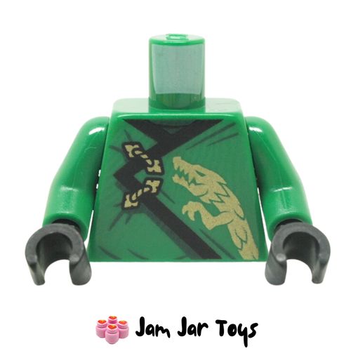 LEGO Green Torso Robe, Black Trim, Gold Dragon.