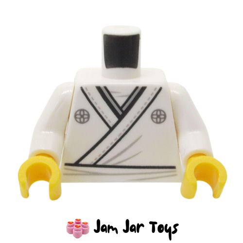 LEGO White Torso Robe, with Light Bluish Grey Emblems on Shoulders.