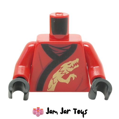 LEGO Red Torso Robe, Dark Red Shirt, Black Trim, Gold Dragon.
