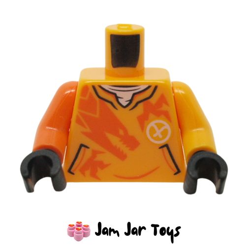 LEGO Bright Light Orange Sweater, Pockets, White Undershirt and Symbol, Orange Dragon