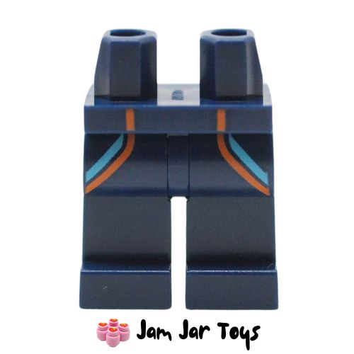 LEGO Dark Blue Legs with Medium Azure/Orange Stripes/Straps