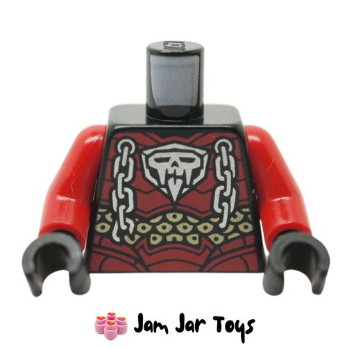 LEGO Bone King Black Torso, Silver Chains, Red/Gold Armour, Skull.