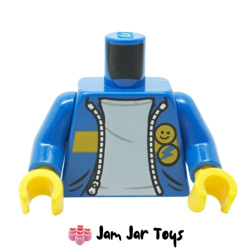 LEGO Blue Jacket Torso, Open with Zipper and White Undershirt