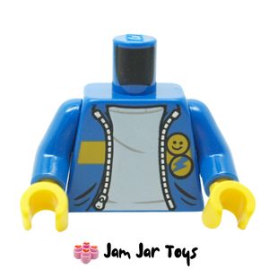 LEGO® Blue Jacket Torso, Open with Zipper and White Undershirt TO103