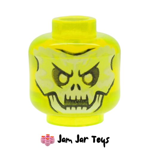 LEGO Trans-Neon Green Head Scythe Master Ghoultar / Soul Archer, Yellowish Green Skull, Fangs.