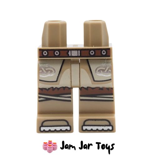 LEGO Dark Tan Legs, Belt, Knee Wraps, Silver Belt Buckle, Tan Tunic, Celtic Knot