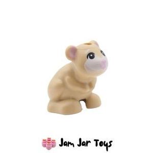 LEGO® Tan Hamster, White Face, Black Eyes / Pink Nose. P158