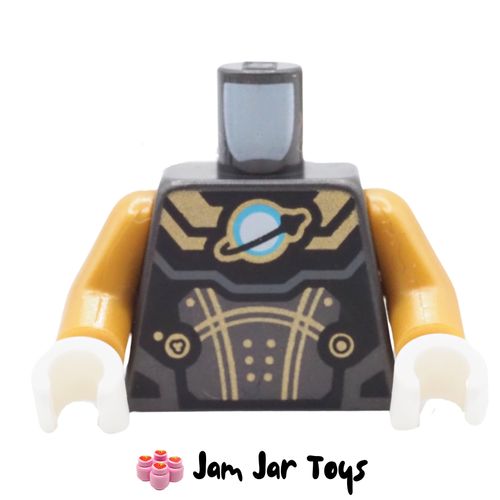 LEGO Pearl Titanium Space Suit Torso, Gold Lines, Classic Space Logo