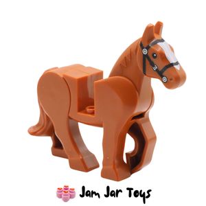 LEGO® Minifigure Poseable Dark Orange, Black Bridle, White Blaze F34