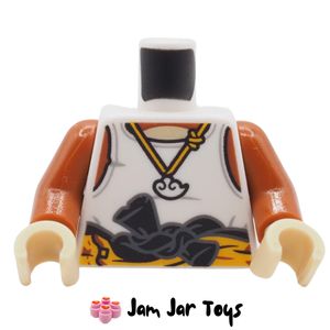 LEGO® White Torso, Sleeveless Shirt, Tie at Waist, Necklace. TO239