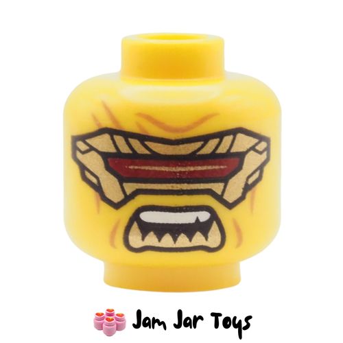 LEGO Rapton Head, Gold / Red Visor, Angry with Fanged Teeth