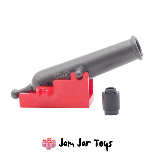 LEGO Pearl Titanium Shooting Cannon, Red Gun Carriage, Ammunition
