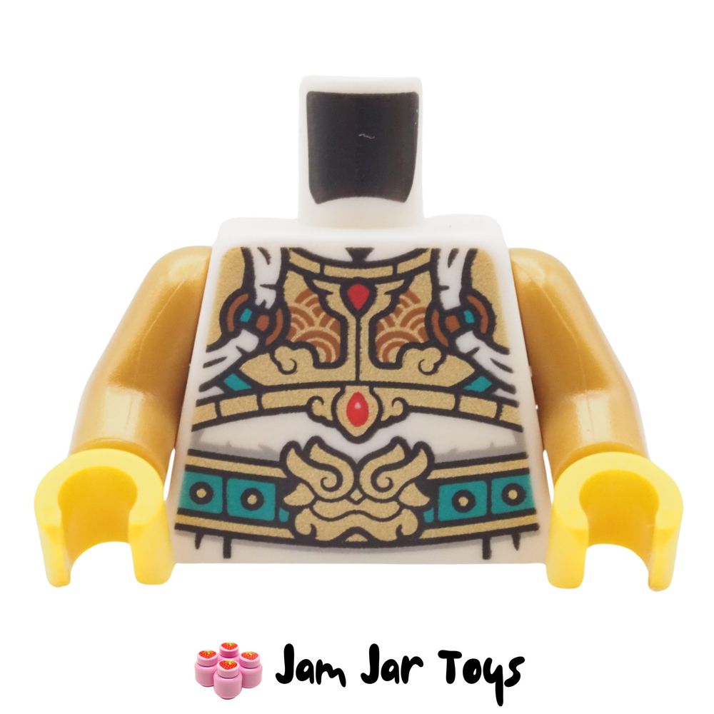 LEGO Li Jing Torso, Gold Chest Armour, White Straps, Dark Turquoise Belt.