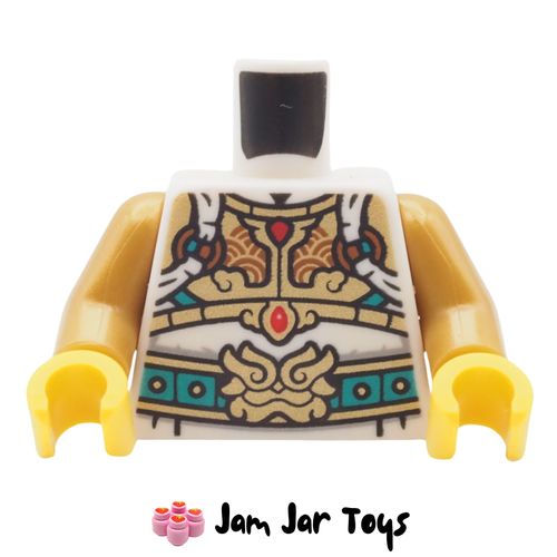 LEGO Li Jing Torso, Gold Chest Armour, White Straps, Dark Turquoise Belt.