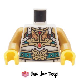 LEGO® Li Jing Torso, Gold Chest Armour, White Straps, Dark Turquoise Belt. TO261