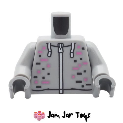 LEGO Grey Drawstring Hoodie, Black / Pink Rectangles, Found In LEGO Set 60421-1 - Robot World