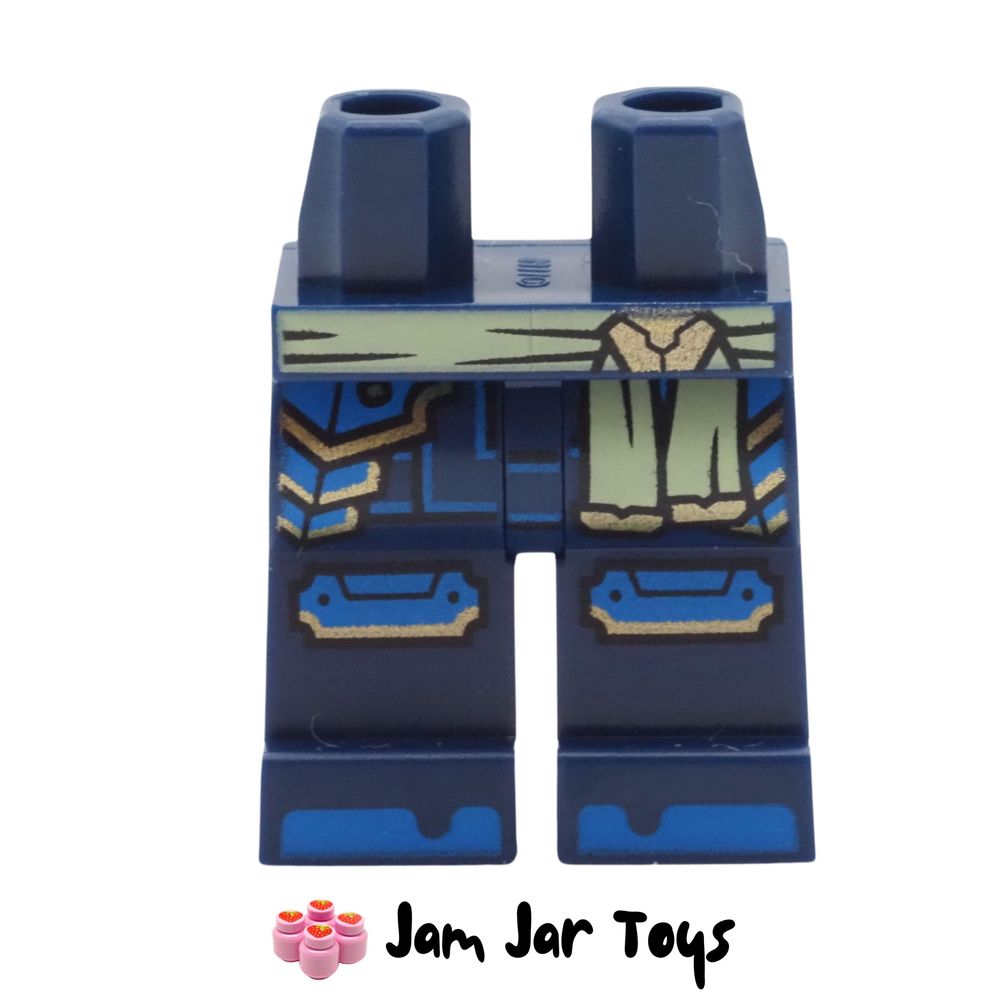 LEGO Jay Dark Blue Legs, Blue/Gold Armour, Yellowish Green Belt, Knee Pads