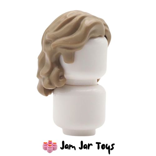 LEGO Dark Tan Mid-Length Wavy Hair, Centre Parting