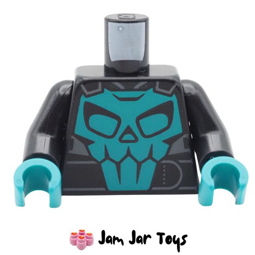 LEGO Black Racing Jacket Torso, Dark Turquoise Skull Armour.