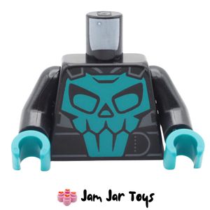 LEGO® Black Racing Jacket Torso, Dark Turquoise Skull Armour. TO374