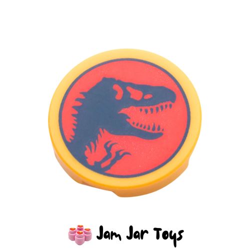 LEGO Bright Light Orange Jurassic Park / T-Rex Skeleton Round Tile 2 x 2.