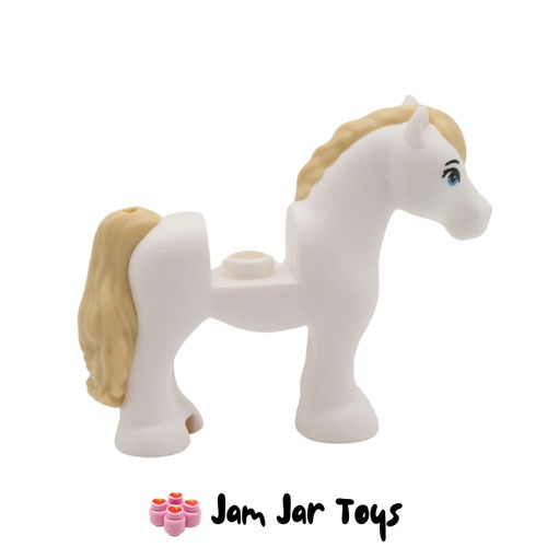 LEGO Minifigure White Horse / Foal / Pony, Tan Mane / Tail Side