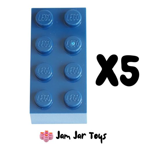 Five Dark Blue Bricks 2 x 4.