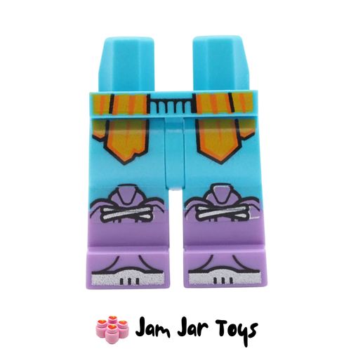 LEGO Medium Azure Legs, Medium Lavender Boots, Yellow/Orange Sash