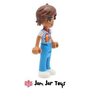 LEGO Friends Leo in Bright Light Blue Shirt with Gingerbread Men Side View