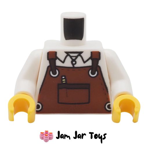 LEGO Reddish Brown Apron Torso Pocket White Shirt