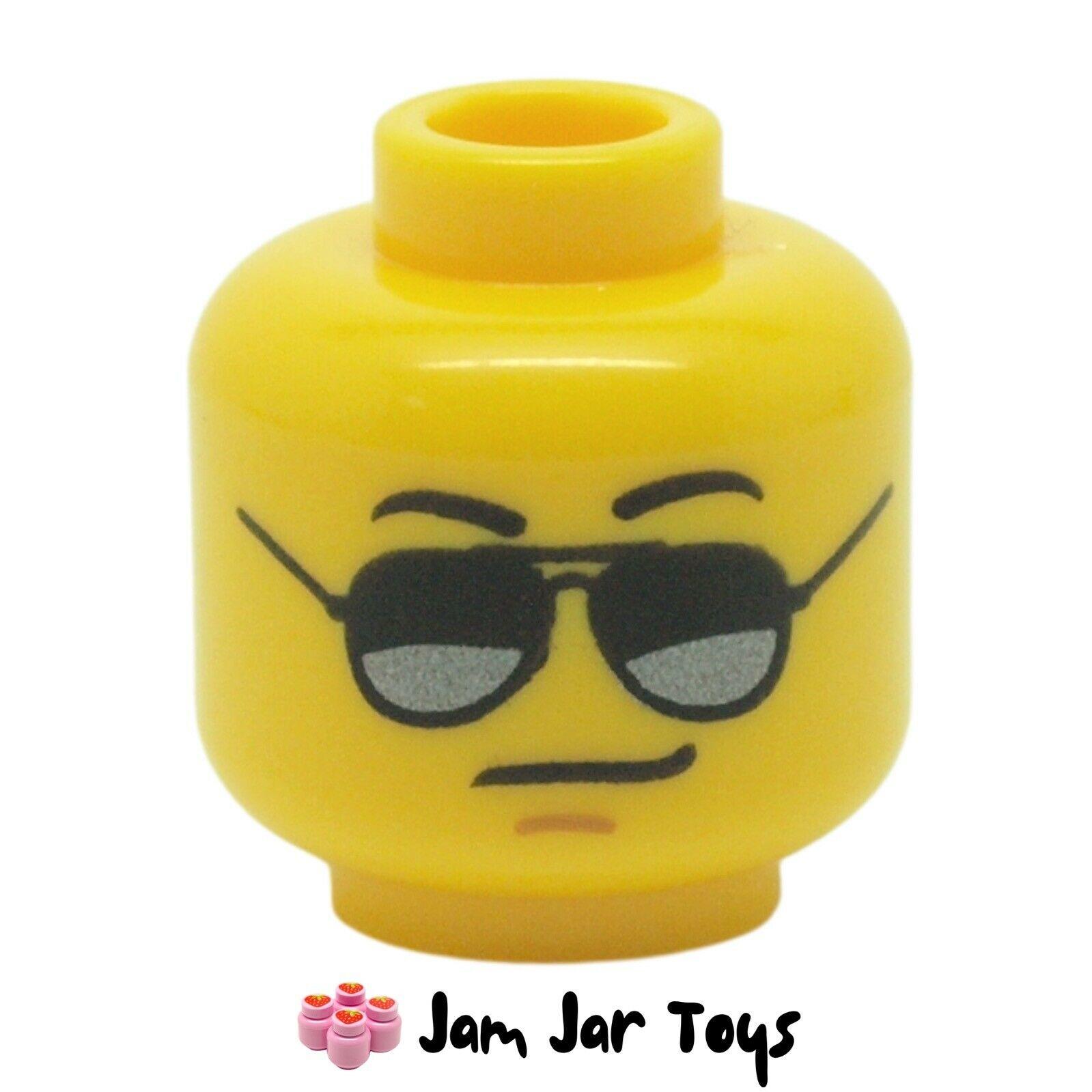 Lego New Yellow Minifigure Head Glasses with Black and Silver Sunglasses 