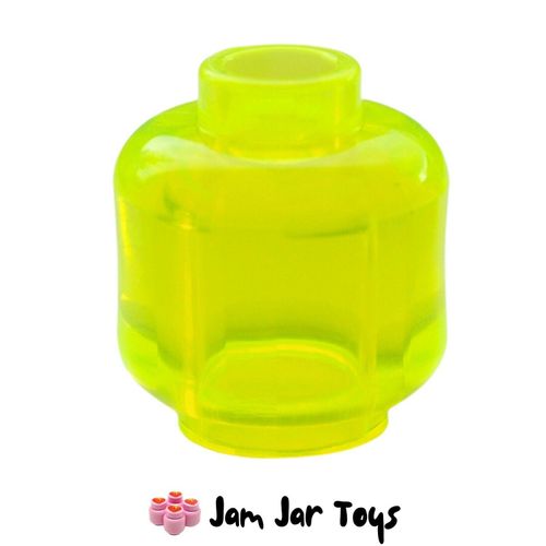 LEGO Head Neon Green Trans Clear Plain Translucent