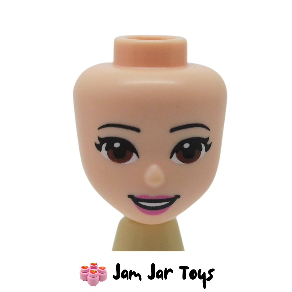 LEGO Friends Emma Minidoll Head; Light Nougat With Brown Eyes, Open Mouth