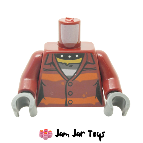 LEGO Daisy Kaboom Torso Dark Red, Dark Orange Stripes Jacket Prison Shirt