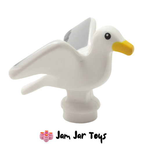 LEGO Seagull. Light Orange Beak, Black and Grey Wings