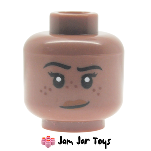 LEGO® Reddish Brown Head, Dark Brown Lips, Open Mouth Smile, Tongue FH236