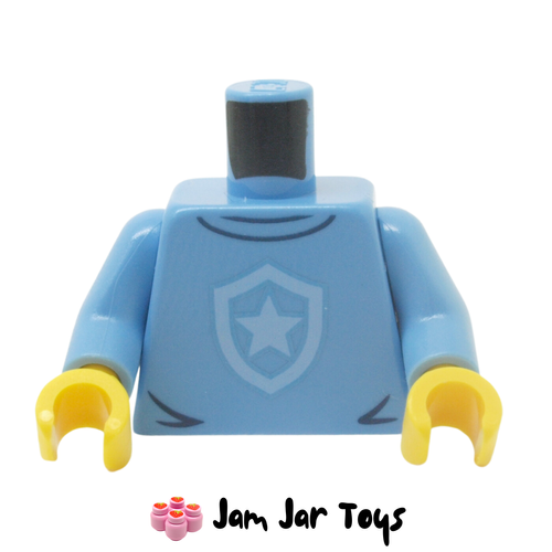 LEGO Medium Blue Torso, Bright Light Blue Police Badge.