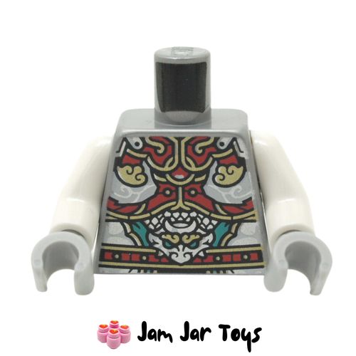 LEGO Flat Silver Torso, Tunic, Dark Red/Gold/White/Dark Turquoise Decorations