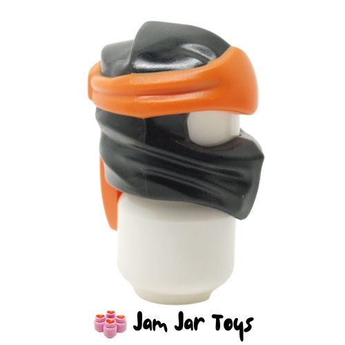 LEGO Black Wrap, Long Back Knot, Orange Band.