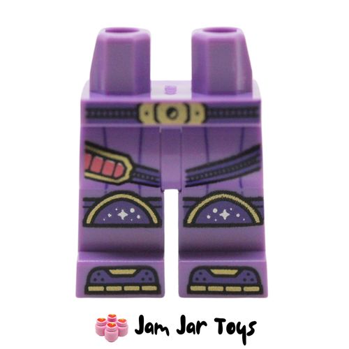 LEGO Medium Lavender, Dark Purple Belt, Knees, Toes, and Strap, Gold Buckle