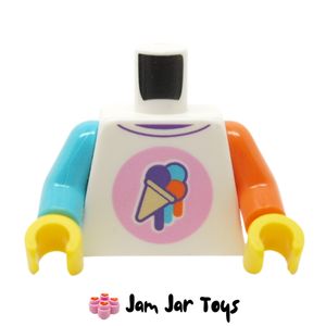 LEGO® White Torso, Ice Cream On Bright Pink Circle, Dark Purple Collar, Odd Arms. TO119
