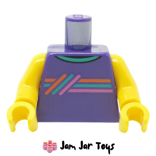 LEGO Dark Purple Torso, with Orange/Dark Turquoise/Dark Pink Stripes