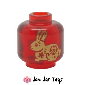 LEGO® Trans-Red Head, Gold Bunny/Rabbit Print. A278