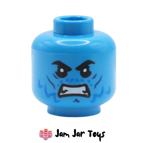 LEGO Dark Azure Logan Head, Angry Clenched Teeth.