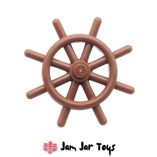 LEGO Reddish Brown Ships Wheel With Slotted Pin Front View