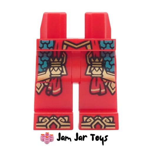 LEGO Red Legs, Dark Turquoise Robe, Sash and Gold Trim.