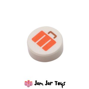 LEGO® White Round Tile With Reddish Orange Suitcase 1 x 1. PT141
